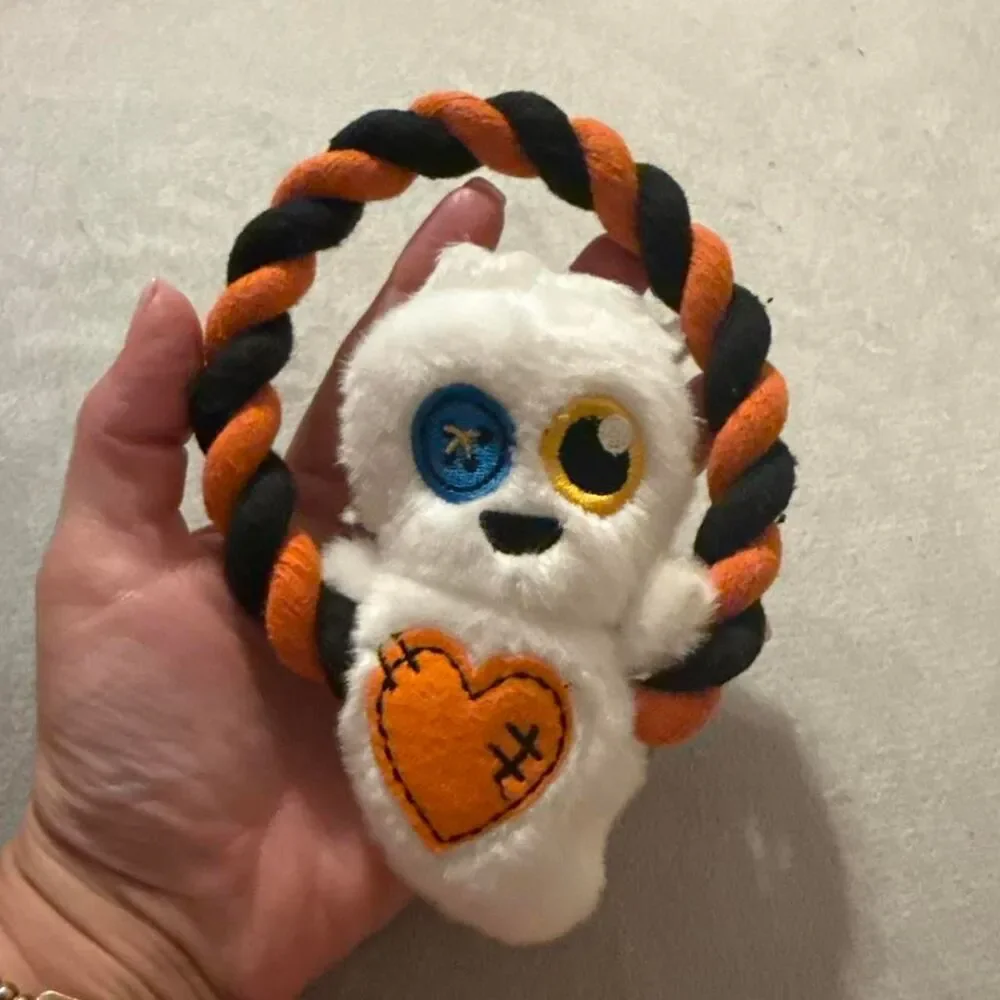 GHOST DOG TOY with squeaker AND ROPE